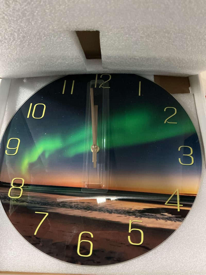 Condition photo showing New/Like New for Beach Wall Clock for Bedroom 14 Inch Glass Silent Wall Clock Battery Operated Analog Clocks Wall Decorative 14 Inch Blue3