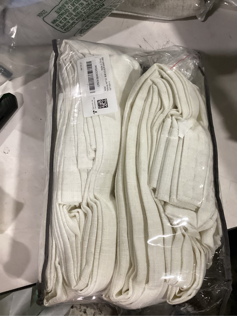 Condition photo showing New/Like New for 102 inch long curtains pinch pleat linen curtains for living room bedroom 2 panels natural cream light filtering privacy neutral 102 inch pleated drapes hooks rings back tab for window sliding door natural 40"w x 102"l (pack of 2)