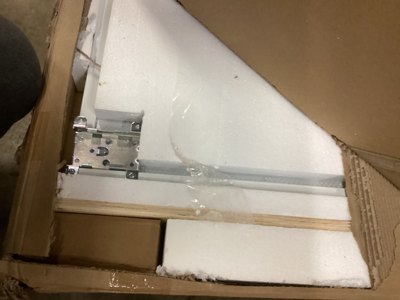 Condition photo showing Good Condition for JUBEST Mirrored Closet Door 36 x 80, One Side Mirror Panel with Top & Bottom Track Kits, Full Length White Steel Frame Sliding Mirror Door, Easy to Install 36x80"