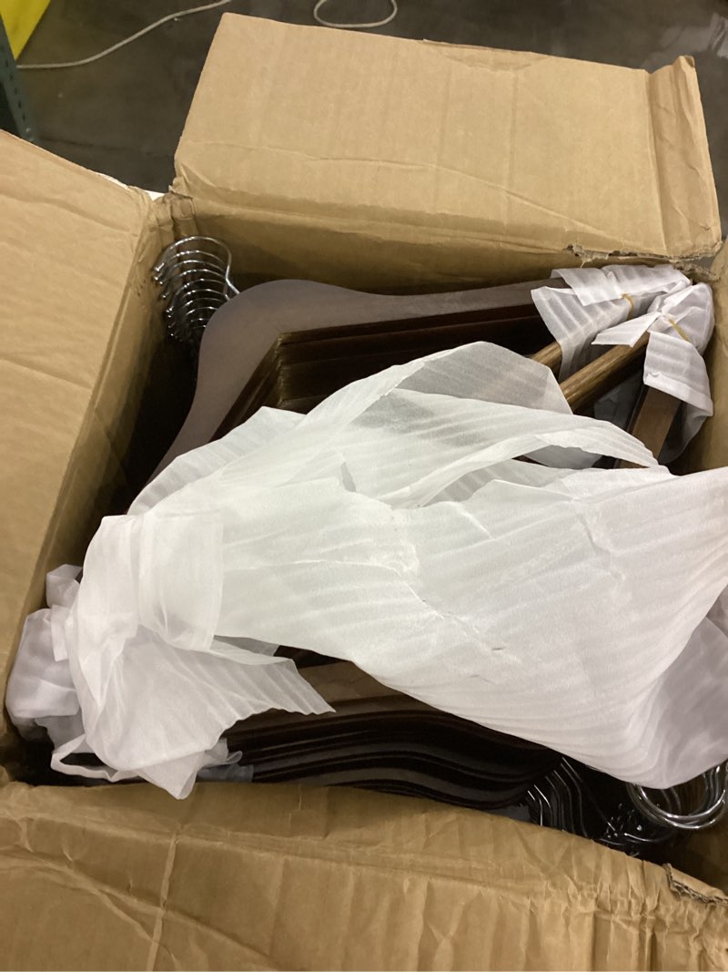 Condition photo showing New/Like New for Wooden Hangers - 60 Pack - Clothes Hanger for Daily Used,Heavy Duty Wood Hangers with Precisely Cut Notches,Coat Hanger for Closet, Clothes Hangers for Shirt Suit Dres?Walunt? Walunt 60