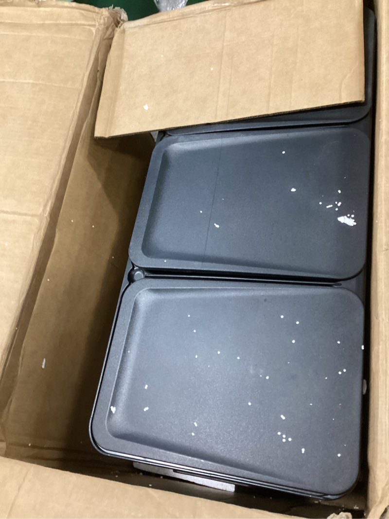 Condition photo showing Good Condition for Home Zone Living 24 Gallon Large Kitchen Trash Can with Three Compartments for Recycling, Stainless Steel, Silver, 90 Liters Total