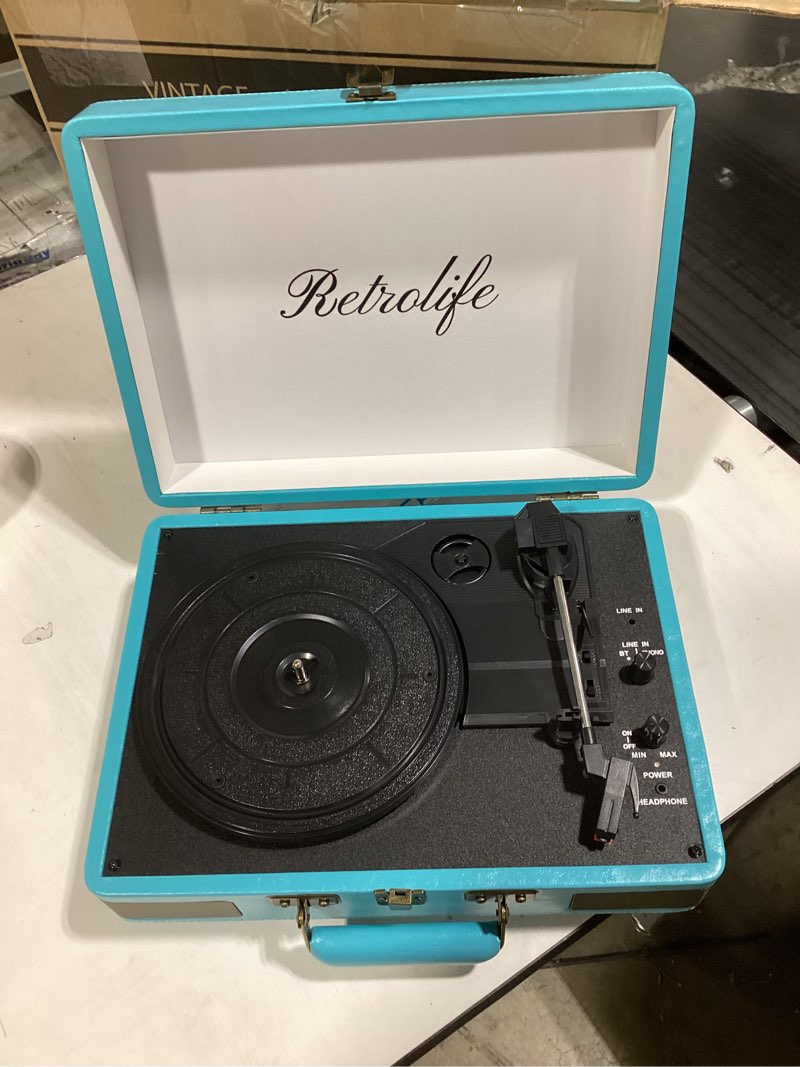 Condition photo showing Good Condition for Record Player 3 Speed Bluetooth Portable Suitcase Vinyl Player with Built-in Speakers Turntable Enhanced Audio Sound PU Leather Vintage