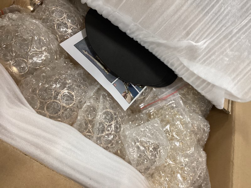 Condition photo showing New/Like New for 4 Packs 5 Arms Crystal Candelabra for Wedding Centerpiece, Gold Floor Candle Holder Set with Chandelier Crystal Beaded Anniversary Dinner Party Table Decor candelabros de mesa Elegantes Palace Themed Gold 4