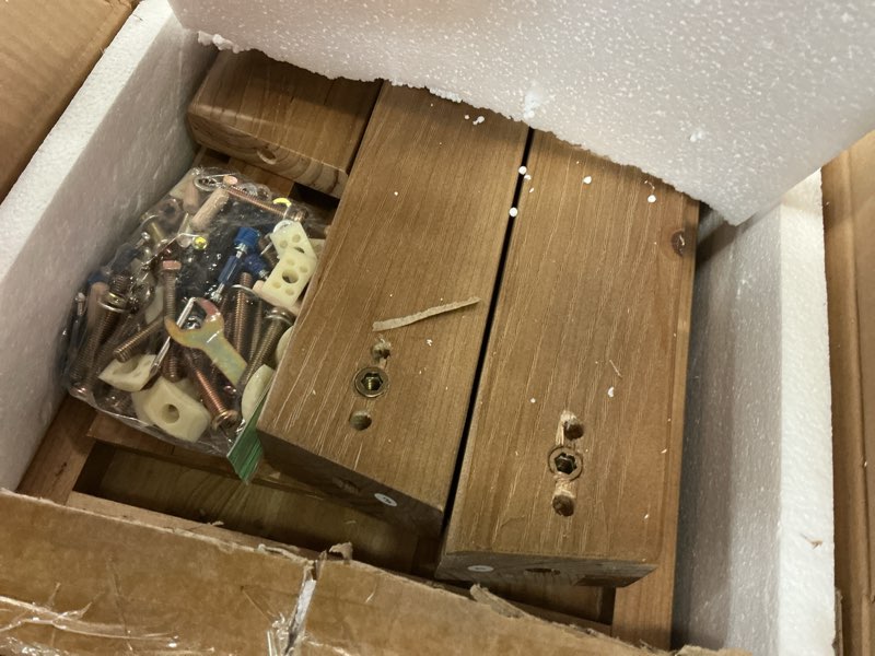 Condition photo showing As Is for LITTLE TREE 70.9" Solid Wood Console Table for Entryway, 2-Tier Sofa Table Behind Couch, Farmhouse Entryway Table for Living Room, Bedroom, Foyer