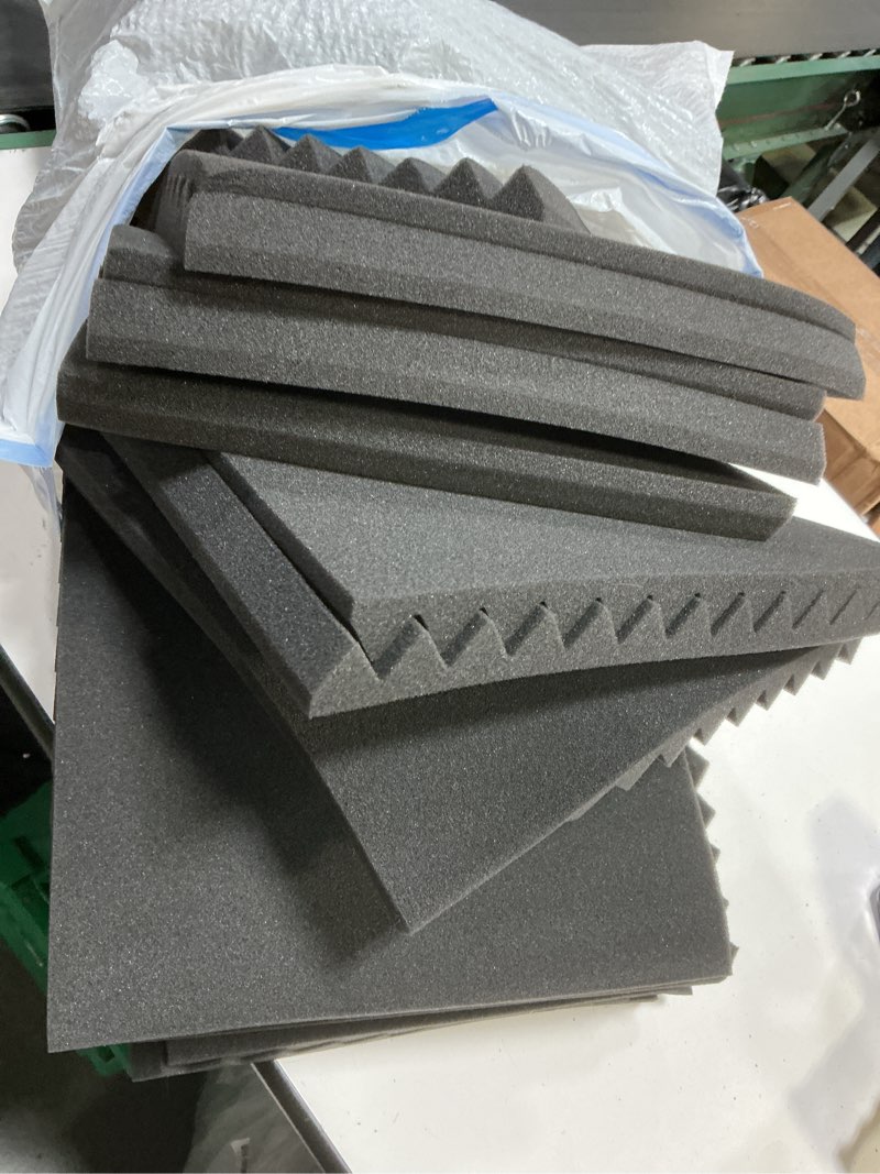 Condition photo showing Good Condition for focusound 52 pack acoustic foam panels 1" x 12" x 12" sound proof foam panles soundproofing noise cancelling wedge panels for home office recoding studio with 300pcs double-side adhesive