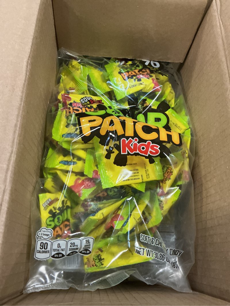 Condition photo showing Good Condition for SOUR PATCH KIDS Soft & Chewy Candy, Bulk Christmas Candy Stocking Stuffers, 140 Snack Packs