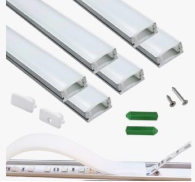 led strip pre-drilled u channel diffuser 6-pack 3.28ft,surface mounted tape light aluminum track wit