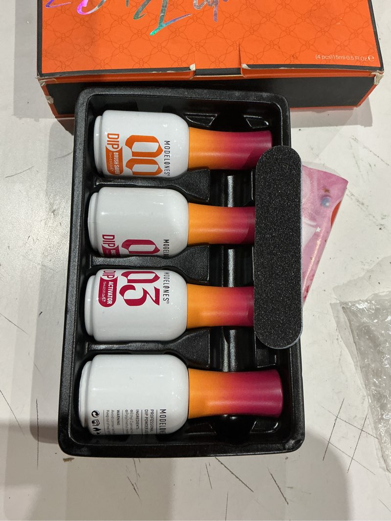 Condition photo showing Good Condition for modelones dip powder liquid set 4+4 pcs, dip powder system set with base coat/top coat/activator/brush saver/manicure tools for nail kit art diy salon - 15ml/0.5oz