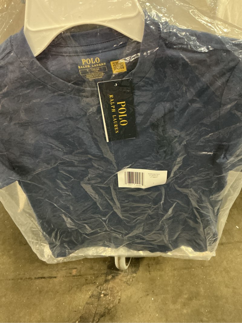 Condition photo showing New/Like New for size 7 polo ralph lauren big fit cotton jersey tee…light navy