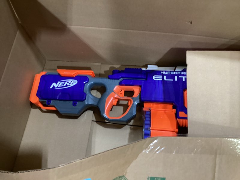 Condition photo showing Good Condition for nerf hyperfire motorized elite blaster, 25-dart drum, fires up to 5 darts per second, includes 25 official elite darts (amazon exclusive)