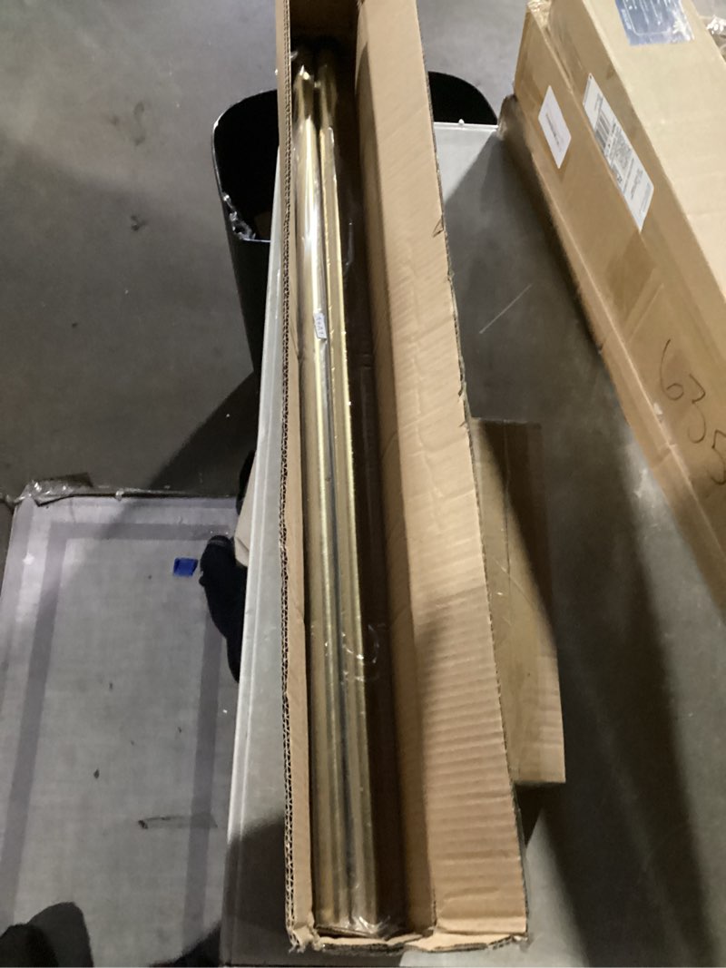 Condition photo showing New/Like New for Warm Gold Corner Window Curtain Rods with Aluminum End Cap Finials and Brackets,1 Inch Diameter Bay Window Curtain Rods,2 Sided 36-72 Inch Adjustable Drapery Rod 36-72"&36-72"(2 Sided) Warm Gold