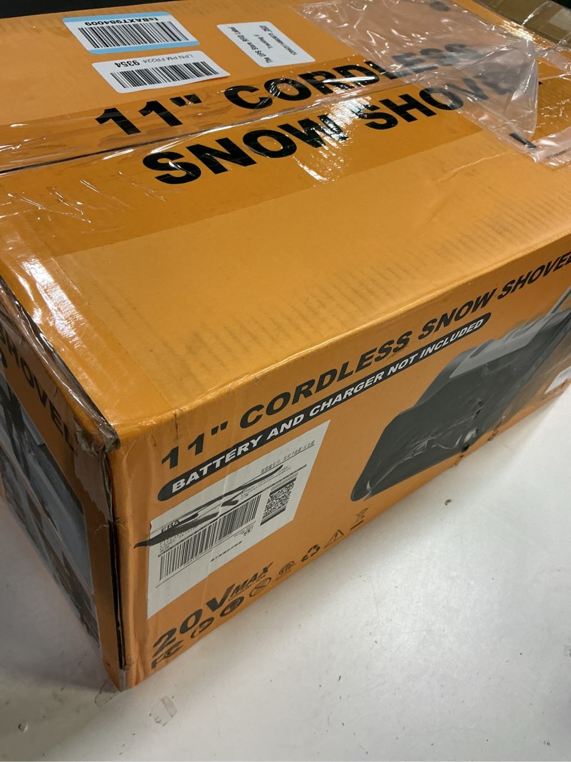 Condition photo showing As Is for Cordless Snow Shovel Compatible with DeWalt 20V Max Battery, 11" Electric Snow Blower w/ 20FT Max Throw & Adjustable Handle, Snow Thrower for Driveway, Deck, Patio, Steps(Tool Only) Black (Battery and charger not included)
