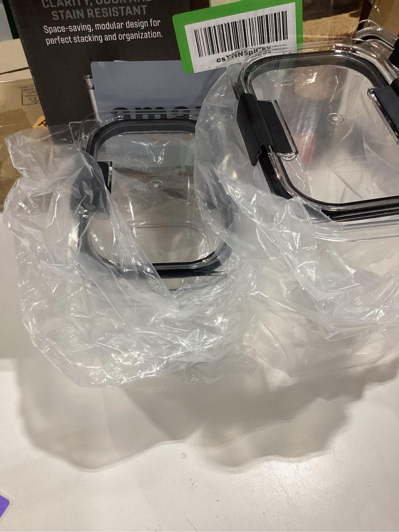 Condition photo showing As Is for Rubbermaid Brilliance Pantry Food Storage Containers, Set of 2( 4 Pieces), BPA-Free, Clear, Airtight