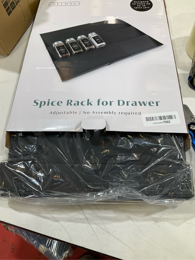 Condition photo showing Good Condition for edelhaus spice drawer organizer - expandable spice rack for drawer, black seasoning organizer for drawer spice organizer, spice organization seasoning rack insert for cabinet (jars not included) plastic black