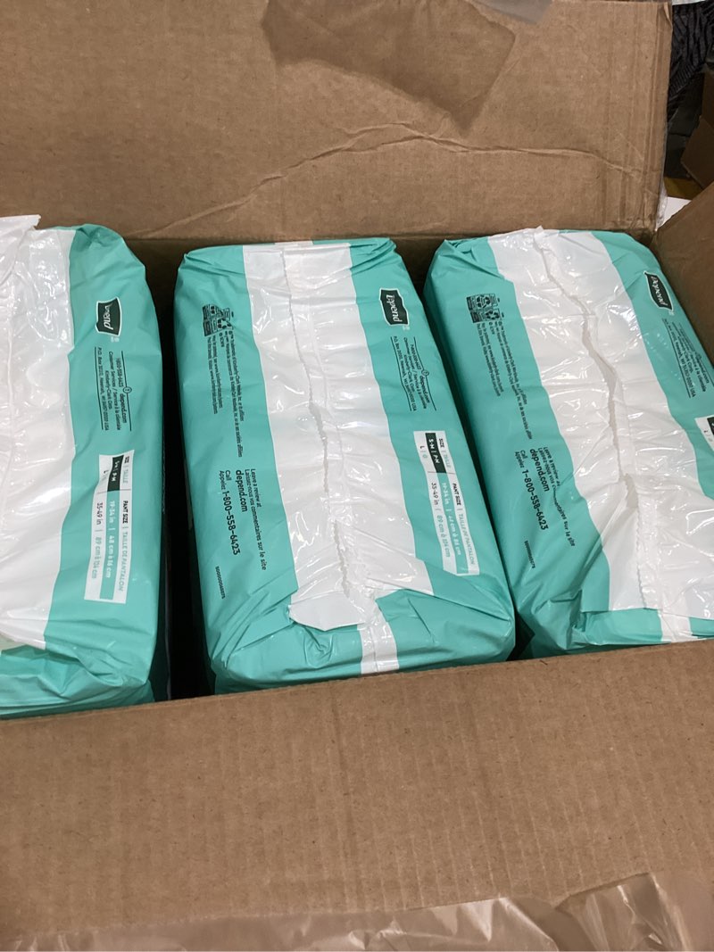 Condition photo showing New/Like New for depend adult diapers with tabs, incontinence protection with tabs, unisex, small/medium (19–34" waist, up to 170 lbs), maximum absorbency, 60 count (3 packs of 20) small/medium 60
