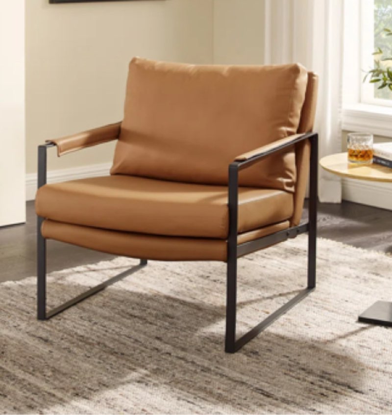 Mirsade 27.09” W Leather Upholstered Accent Armchair