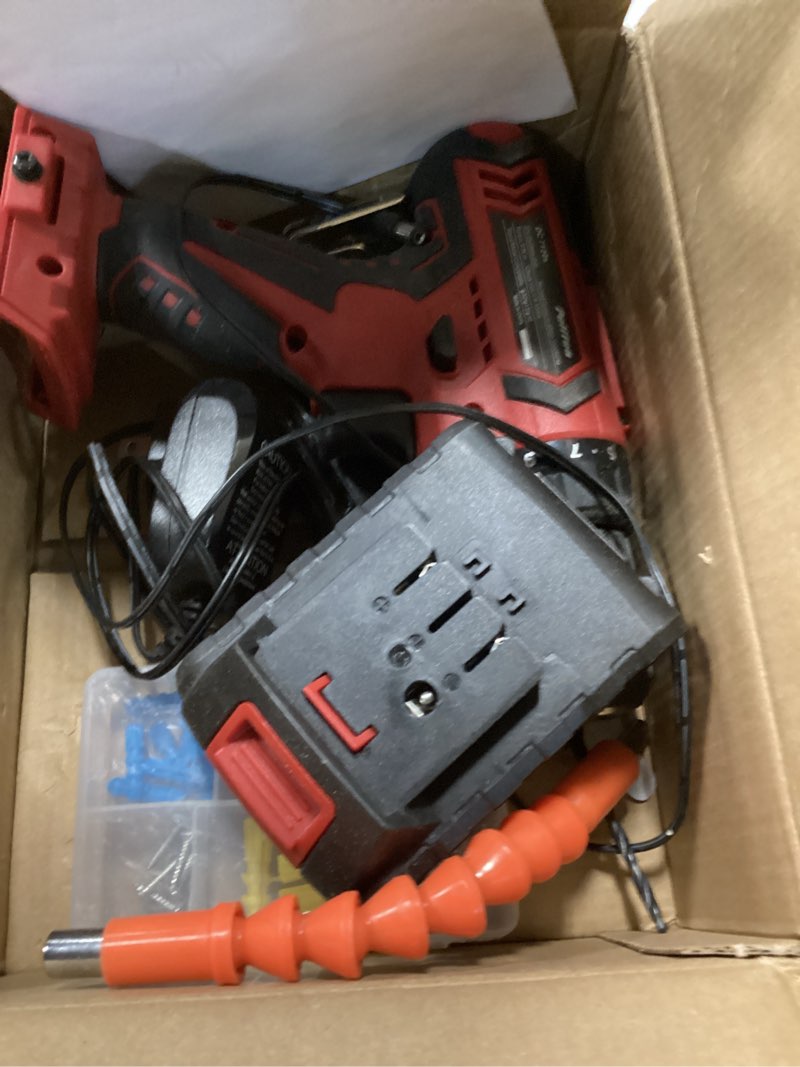 Condition photo showing As Is for pulituo tool set, 148-piece home drill set with 12v blue cordless drill, hand tool kits, and box, suitable for men, women, and diy enthusiasts for home improvement. 12v drill set?blue?