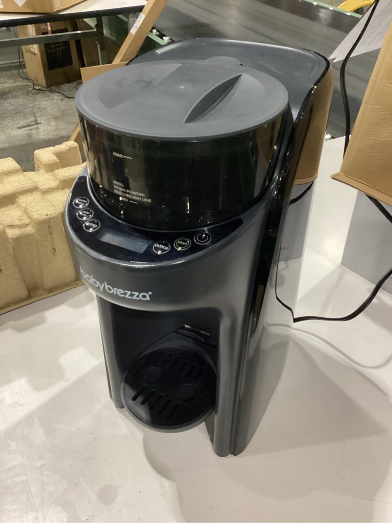 Condition photo showing As Is for *not tested* baby brezza new and improved formula pro advanced formula dispenser machine - automatically mix a warm formula bottle instantly - easily make bottle with automatic powder blending, charcoal