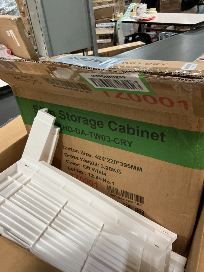 Condition photo showing As Is for 5 Drawer File Cabinet with Wheels,Metal Mobile Filing Cabinets with Lock,Vertical File Cabinet for Home Office,Heavy Duty Storage Cabinet for A4/Letter/Legal Size File,Assembly Required White 17.7\"D x 14.96\"W x 64.2\"H(similar)