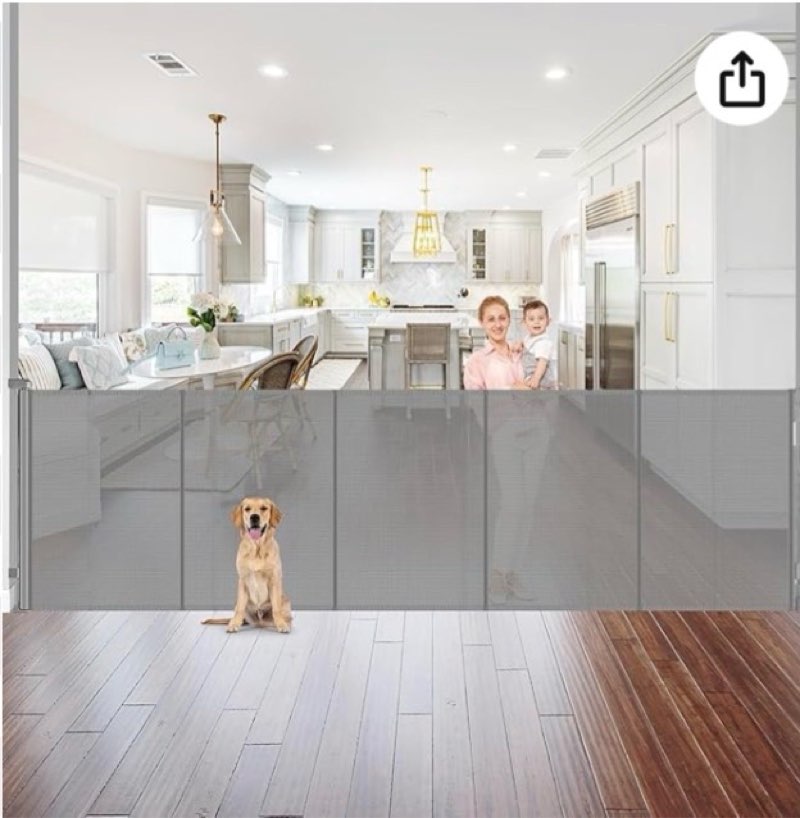 Reinforced 42" Tall Retractable Baby Gates 96" Wide Retractable Dog Gate with Support Rods-Prevent Crawling Under Long Baby Gate Extra Tall Dog Gate Indoor/Outdoor Tall Retractable Gate, White