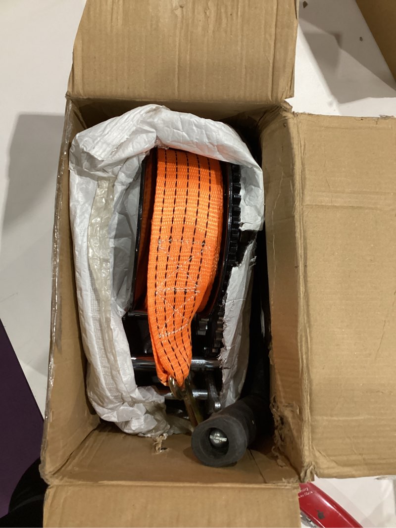 Condition photo showing Good Condition for boat trailer winch 3500lbs, heavy duty hand winch with 33ft polyester strap, 4:1/8:1 gear portable winch with hook, 2 way ratchet manual winch for boat, jet ski, truck-includes installation screws