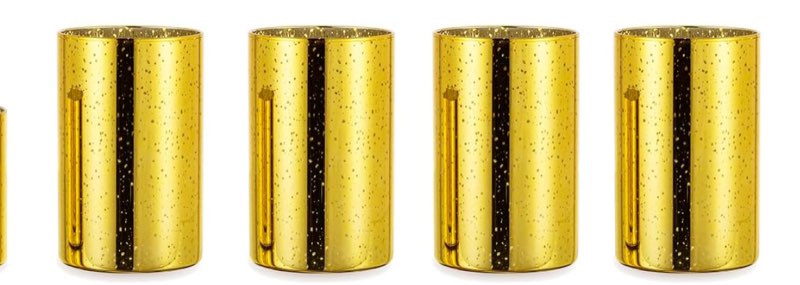(6pc) glasseam small gold vases for centerpieces: hurricane glass candle holders living room decor, votive holders wedding centerpieces for tables flowers