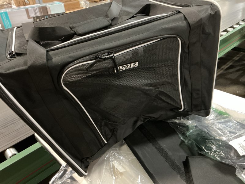 Condition photo showing Good Condition for petskd top-expandable pet carrier 17x11x9.5 inches alaska airline approved, soft-sided carrier for small cats and dogs with locking safety zippers and anti-scratch mesh(black) 17.0"l x 11.0"w x 9.5"h black