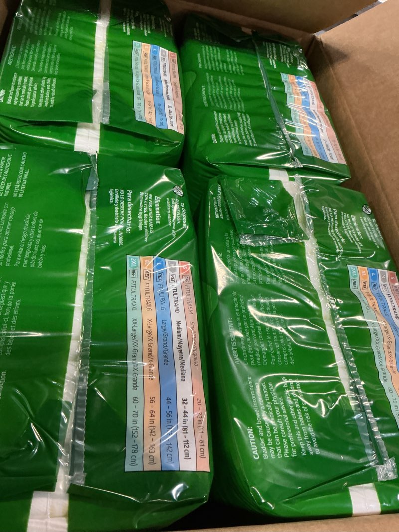 Condition photo showing New/Like New for fitright adult diapers, ultra heavy absorbency, m (waist size 32in-44in), 80 count, optifit incontinence briefs for men and women, disposable, moisture-wicking, leak protection, medium 80 count