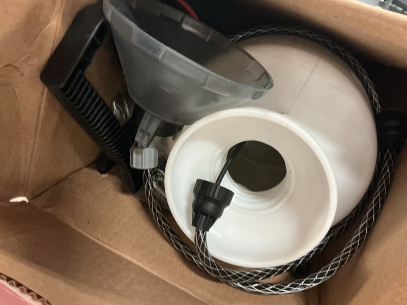 Condition photo showing As Is for craftsman 2-gallon pump zero lithium-ion power wand tank sprayer with padded carry strap and spray shield, model# cmxcafg190788
