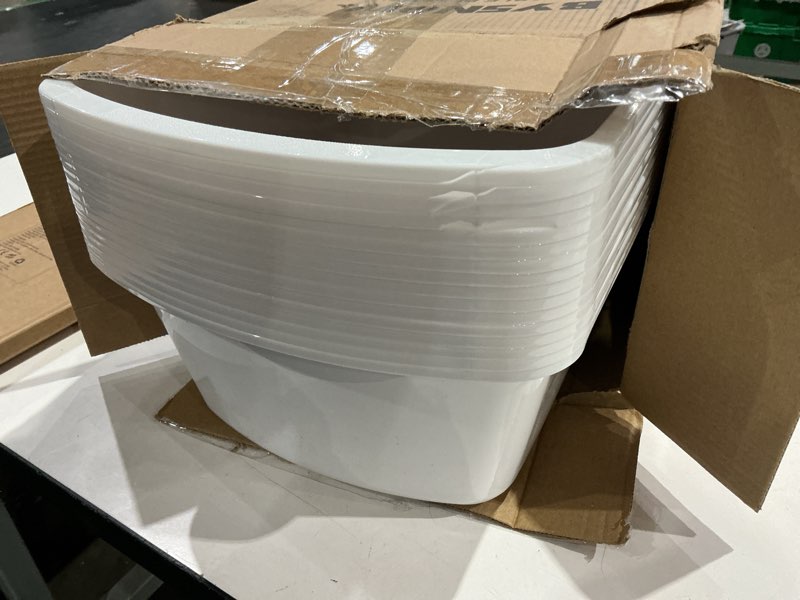 Condition photo showing As Is for honeydak 16 pack wash basins plastic wash tub 7 quart graduated buckets rectangular plastic hospital bedside soaking tub washing basin for cleaning foot bath washing dishes face cleansing (white) white 16