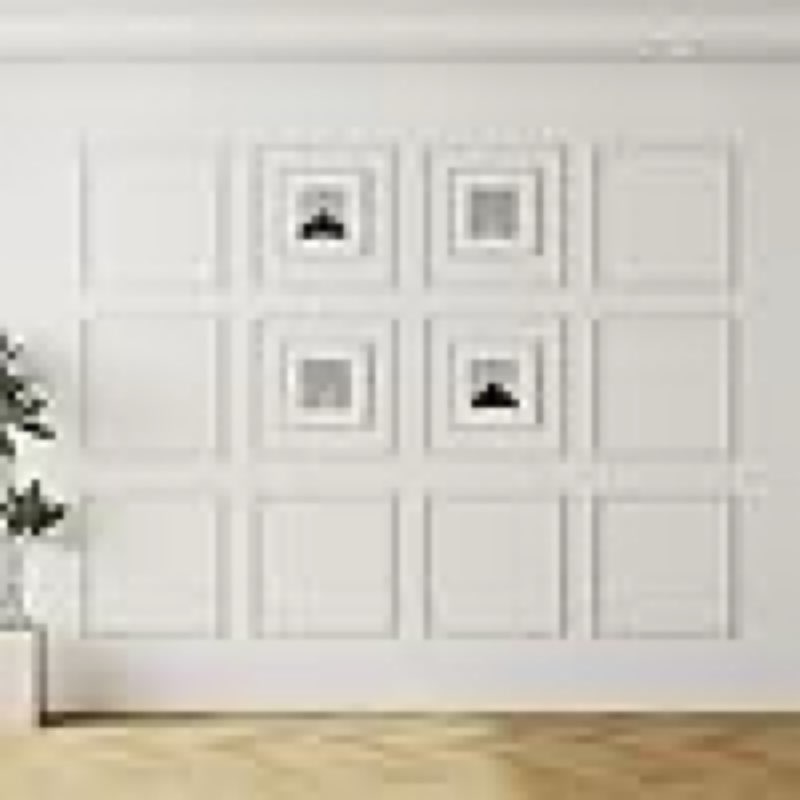 colingmill 12 set accent wall molding kit premade wainscoting panels wall molding peel and stick panel white pre cut trim for walls picture frame molding for home decoration(12x24 inch )))