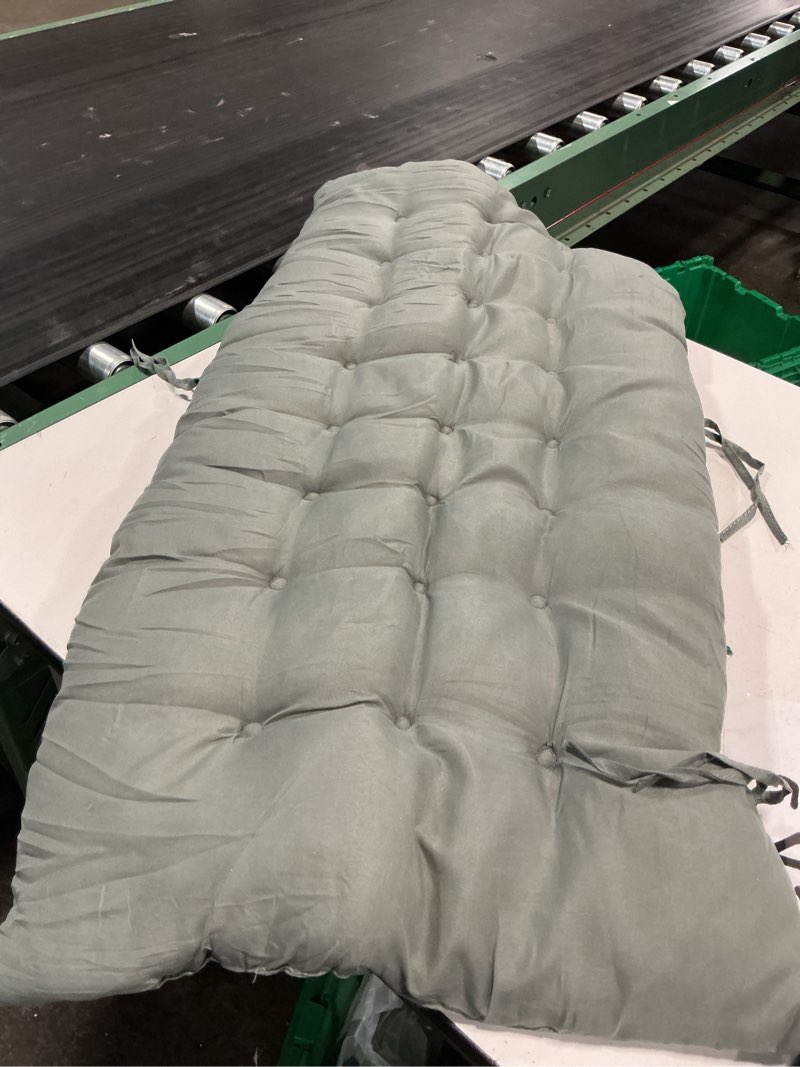 Condition photo showing As Is for outdoor bench cushion waterproof dark grey thicken outdoor seat cushions for garden porch sofa settee couch patio furniture bench pads with ties,40"*20"