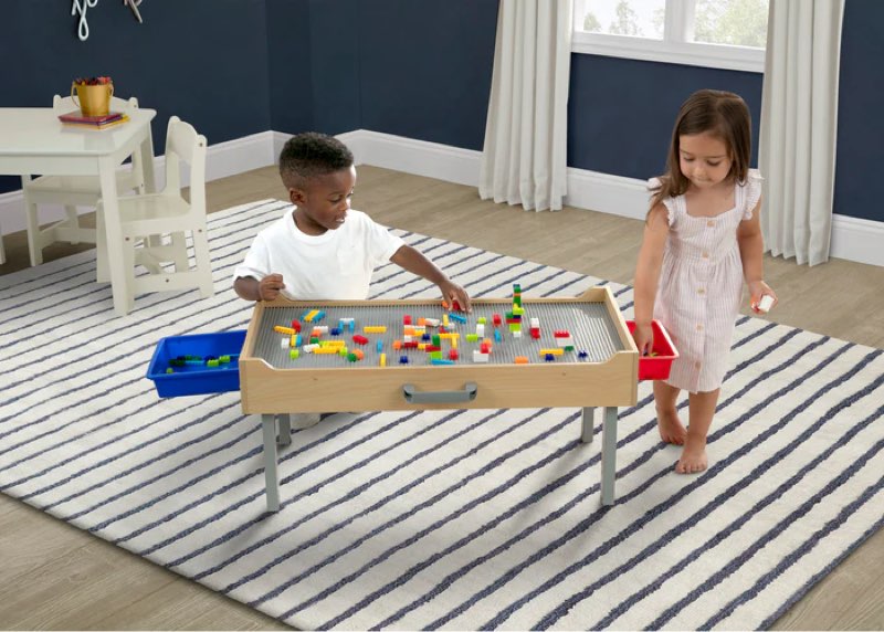 delta children play n store building bricks play table with 100+ play bricks included - large brick 
