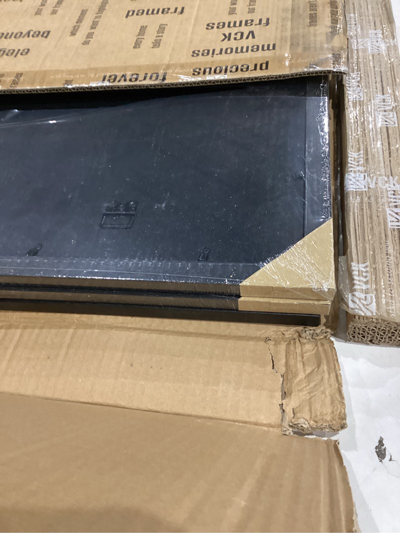 Condition photo showing As Is for (incomplete )vck 18x24 poster frame set of 4 - black, gallery-quality wood picture frames, 1.1-inch wide border, polished plexiglass, vertical or horizontal wall display for photo/art/prints, black