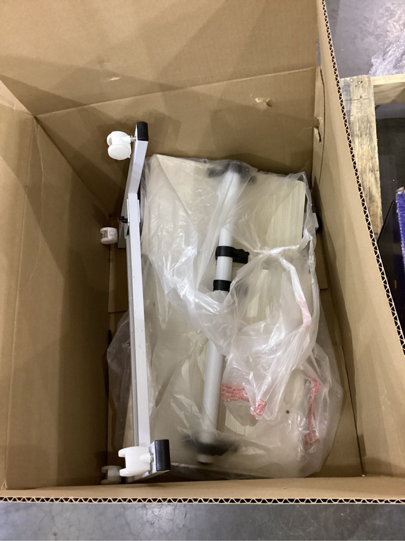 Condition photo showing As Is for Panta Height Adjustable Rolling Laptop Stand, Maple Overbed Table