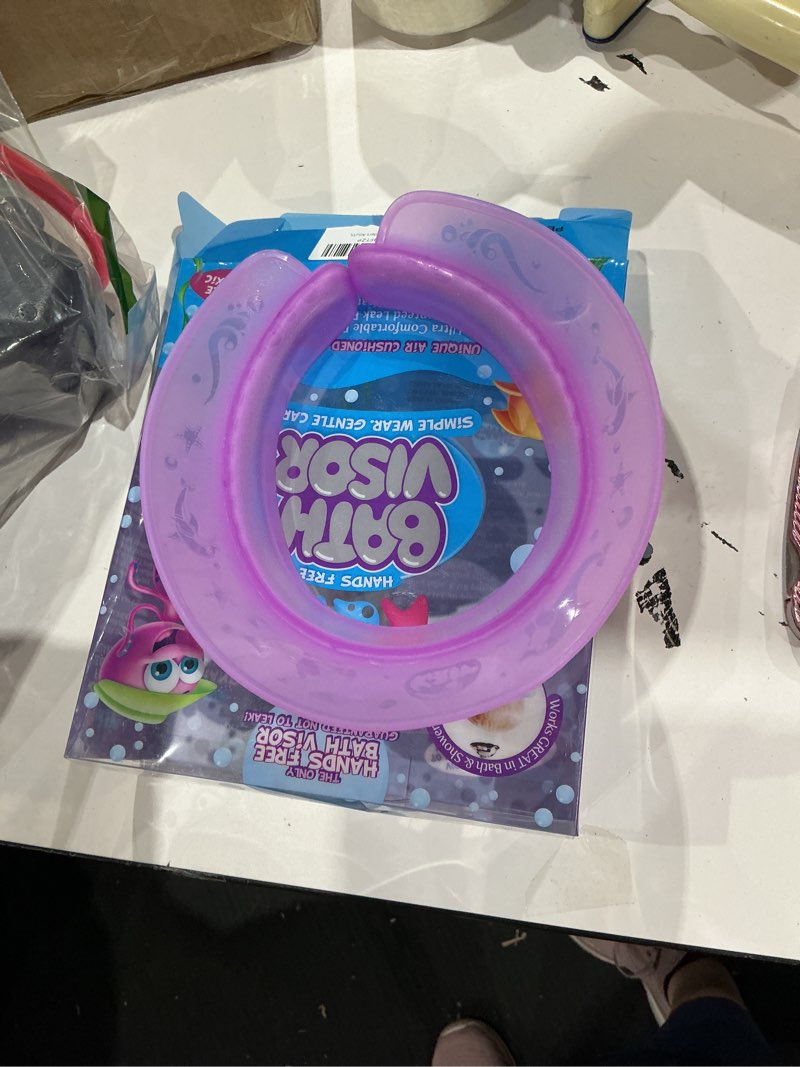 Condition photo showing Good Condition for kair bath visor for babies, silicone air cushioned shower cap for kids, shower water guard for 1-9 years children bath and toddler bath (head circumference greater than 15 inches) purple