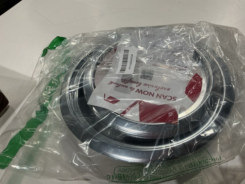 Condition photo showing As Is for 4-piece drip pans set - compatible with ge stoves - chrome finish electric stove burner drip pans - 3 x 6inch, 1 x 8inch stove drip pans - ge stove drip ge/hotpoint ge-silver-3*6