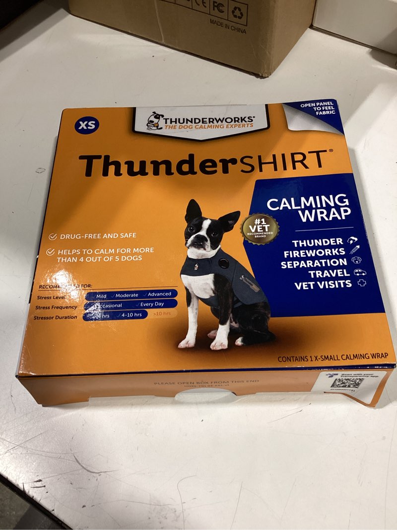 Condition photo showing As Is for thundershirt for dogs, x small, heather gray classic - dog anxiety relief calming vest heather grey xs