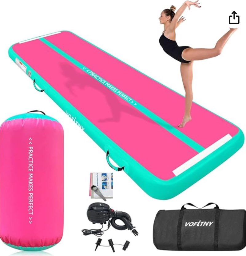vofitny inflatable gymnastics air mat tumbling track with air barrel octagon mat with pump for home/gym