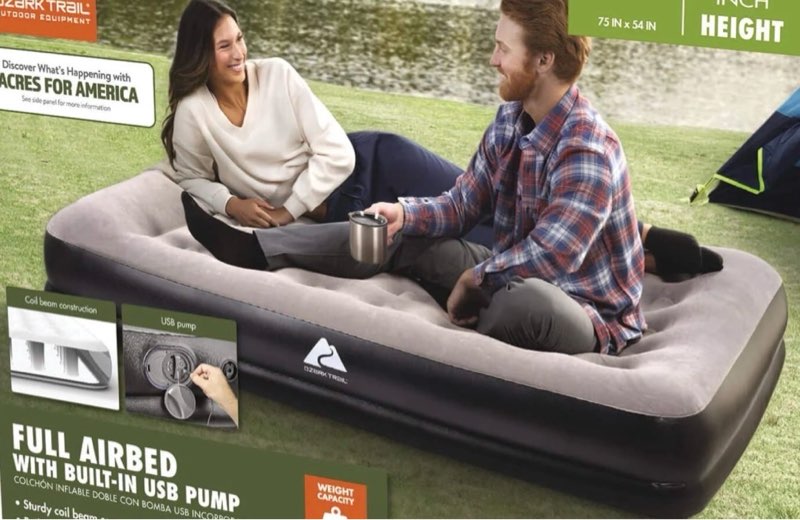  Ozark Trail 13" Queen Indoor & Outdoor Air Mattress with Built-In USB Pump