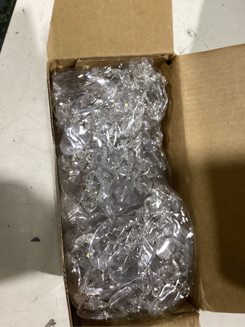 Condition photo showing Good Condition for nuenen 100 pcs acrylic hanging crystals for centerpieces chandelier clear crystal garland strands ornament acrylic clear beads prisms pendant for christmas tree window home decoration(teardrop)
