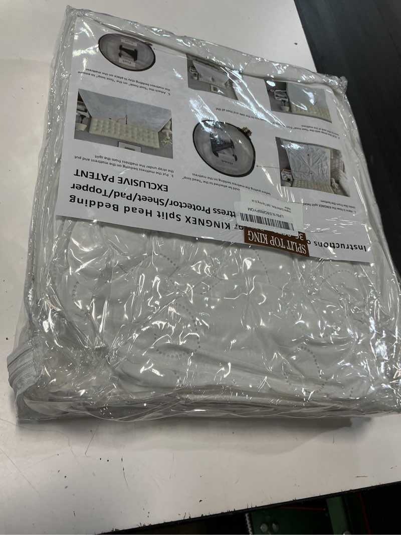 Condition photo showing New/Like New for kingnex waterproof quilted split top king mattress protector pad for adjustable bed with upper flex 32-34 from head soft padded topper noiseless fitted cover split top king (32-34 from head)