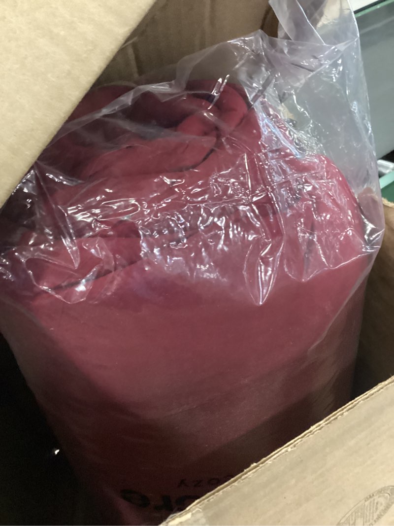 Condition photo showing As Is for Bedsure Queen Comforter Set Burgundy - Bed in a Bag Queen Size Bedding 7 Pieces, GentleSoft™ Pintuck Bed Set Gift for Family, Pinch Pleat All Season Comforter with Sheets, Pillowcases & Shams Queen 27 - Burgundy