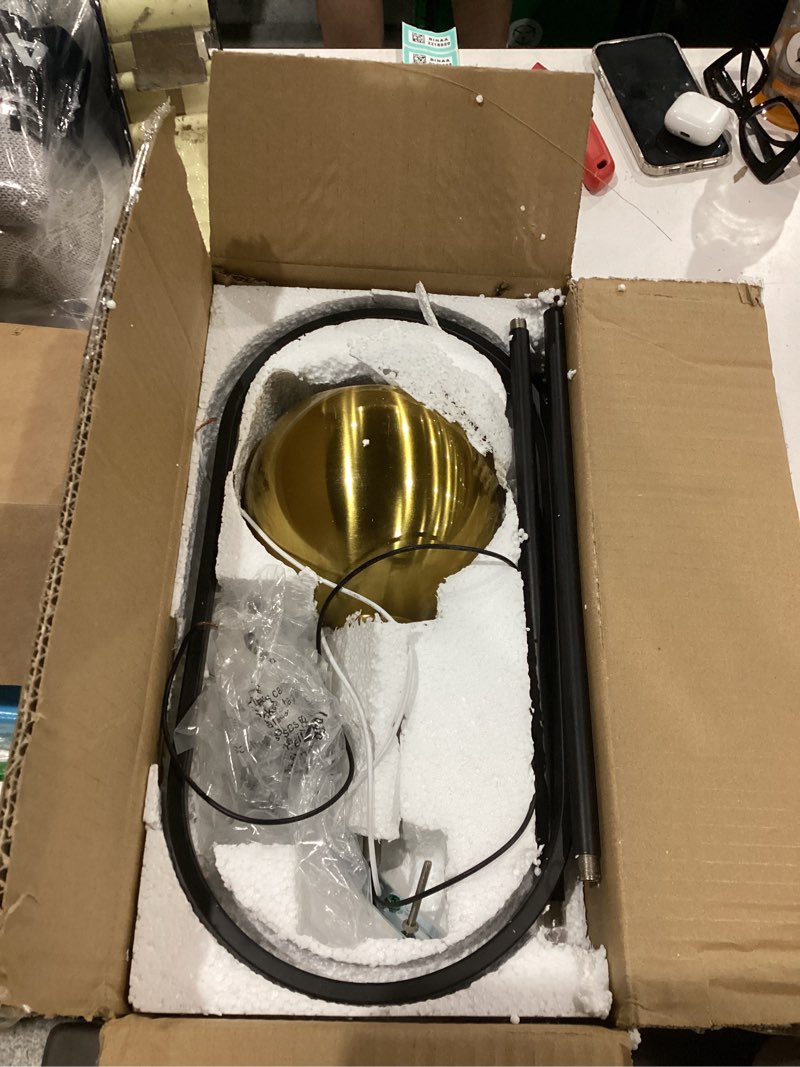 Condition photo showing As Is for 1 - Light Single Small Globe Pendant Light with Brass Finish Metal Shade, Modern Pendant Light Kitchen Island, Small Hanging Light Fixture entryway