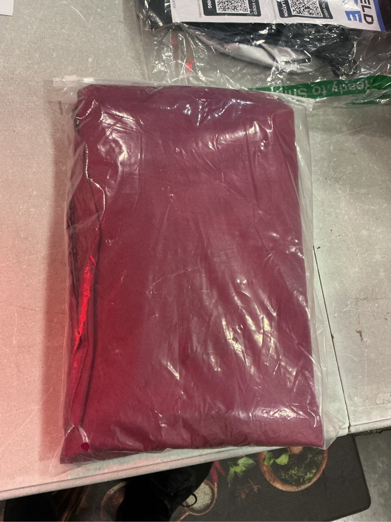 Condition photo showing Good Condition for 132 inch stain and wrinkle resistant washable polyester table cloth, decorative table cloth for dining table, buffet parties and wedding, burgundy burgundy 132" (round)
