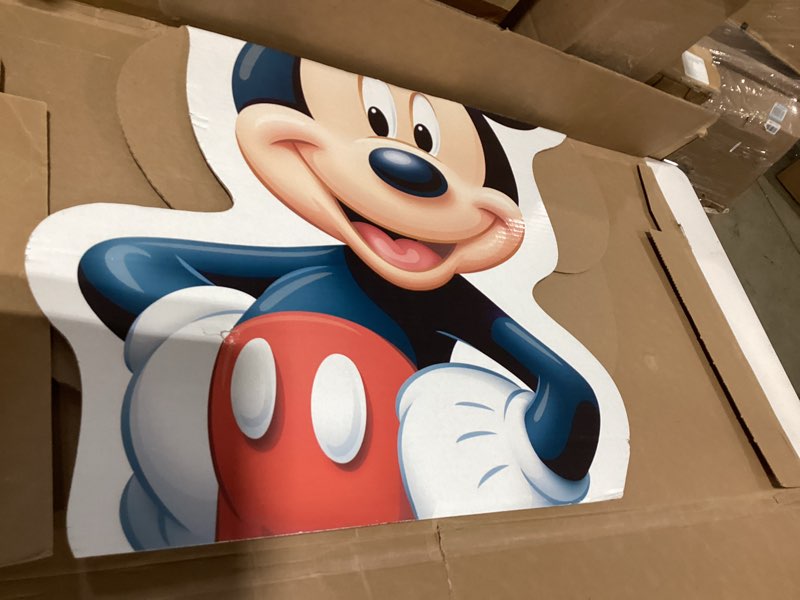 Condition photo showing As Is for cardboard people mickey mouse life size cardboard cutout standup