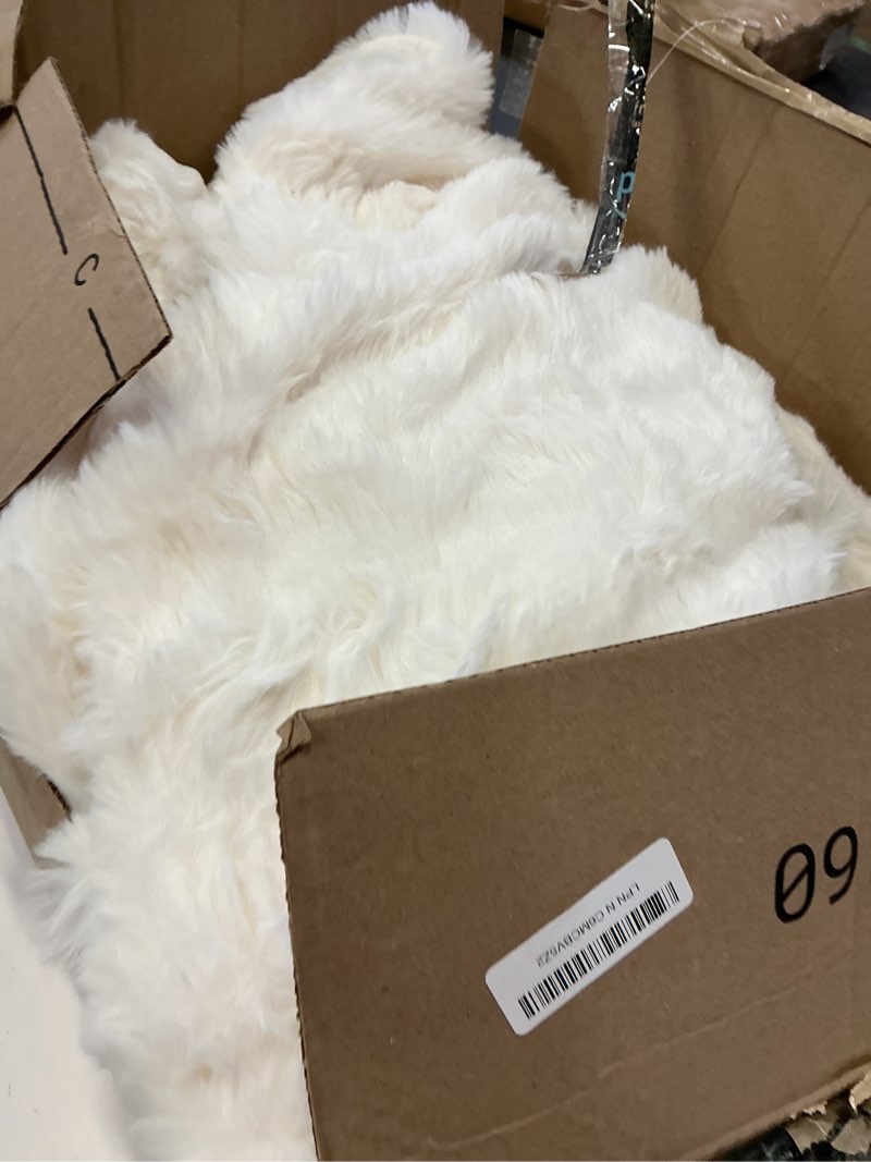 Condition photo showing Good Condition for lotus karen king size faux fur blanket cream white - big bubble rabbit fluff throw for bed large fluffy fuzzy cozy thick furry plush shaggy blankets 108x90 inches