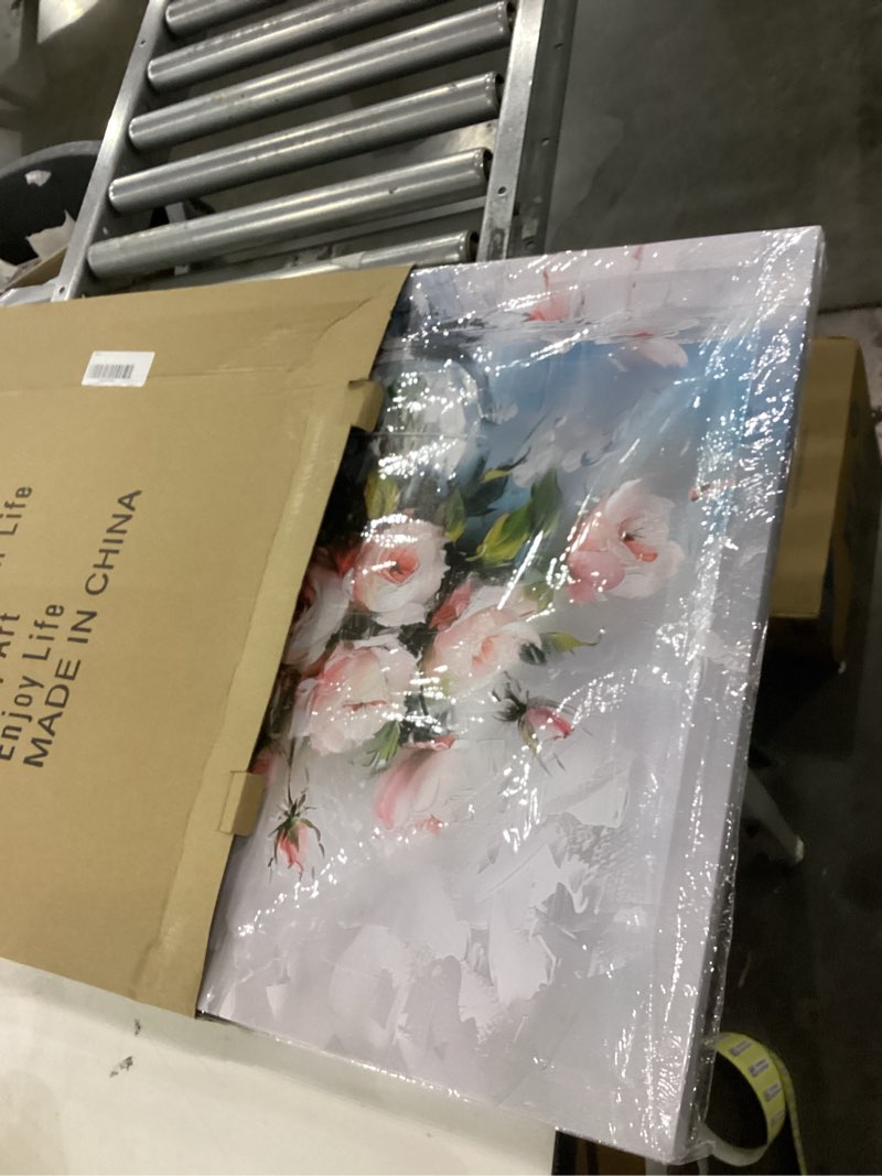 Acocifi Bathroom Wall Art Pink Rose Picture Flower Floral Canvas Painting, Framhouse Rustic Artwork 