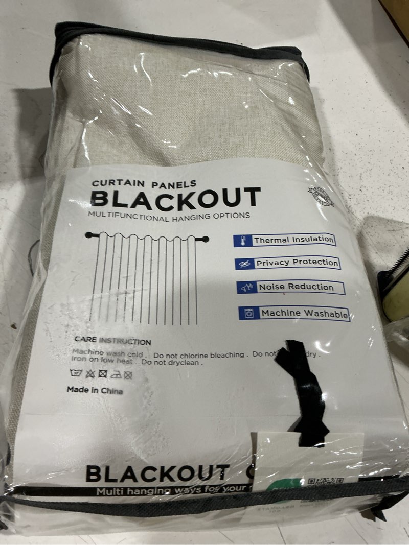 Condition photo showing Good Condition for 100% blackout shield linen blackout curtains for bedroom 96 inches long, back tab/rod pocket living room drapes, thermal insulated blackout curtains 2 panels set, 50" w x 96" l,cream cream 50"w x 96"l (pack of 2)