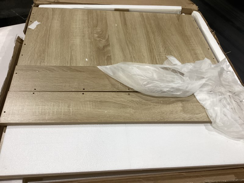 Condition photo showing As Is for **top only**  63\"-78.7\" expandable dining table, 6-10 extendable dining table, rectangle conference table, farmhouse kitchen table with slide track, tapered u-shaped wood legs for office, living room-oak white+oak common rectangular 63\"-78.7\"